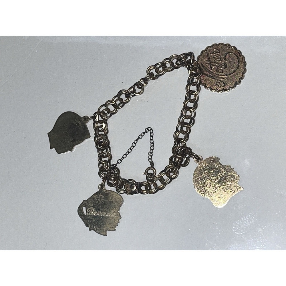 Vintage 1/20 12K GF Name Charm Bracelet Diana Brenda David Mother Gold Filled